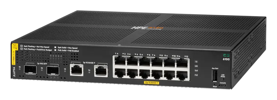 Aruba JL679A CX6100 12G Class4 PoE 2G/2SFP+ 139W PoE Switch