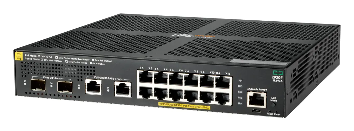 Aruba JL693A 2930F 12G PoE+ 2G/2SFP+ PoE Switch