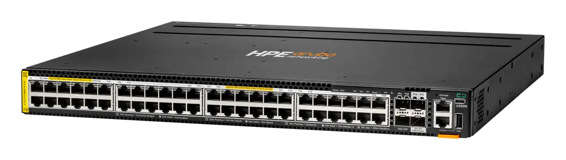 Aruba R8S91A CX6300M 12p CL8 PoE 36p CL6 PoE Smart Rate 1G/2.5G/5G 2p 50G 2p 10G PoE Switch