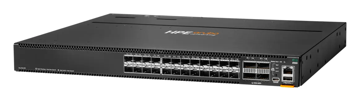Aruba S6B77A CX8100 24p SFP+ 10G 4p QSFP28 100G Connector-to-Power Airflow Veri Merkezi Switch