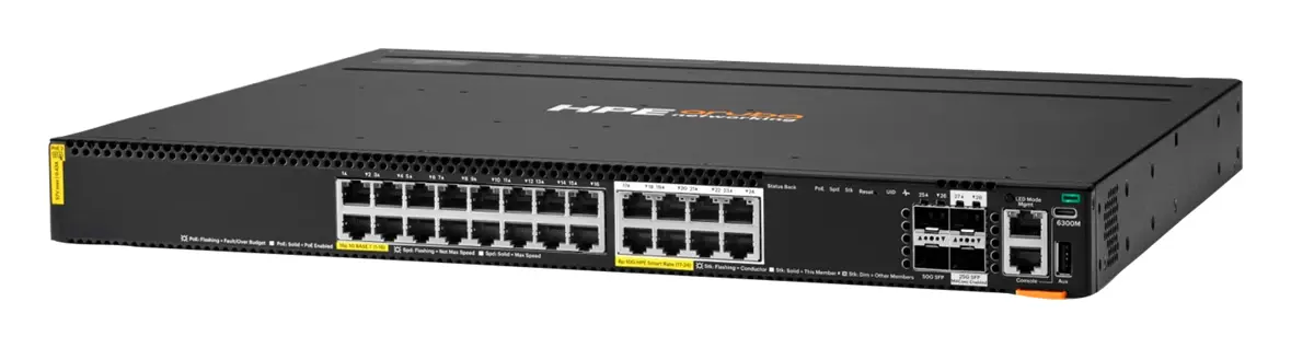 Aruba S6X58A CX6300M 16p 1G 8p Smart Rate 10G Class8 PoE 2p SFP56 50G 2p SFP28 25G PoE Switch