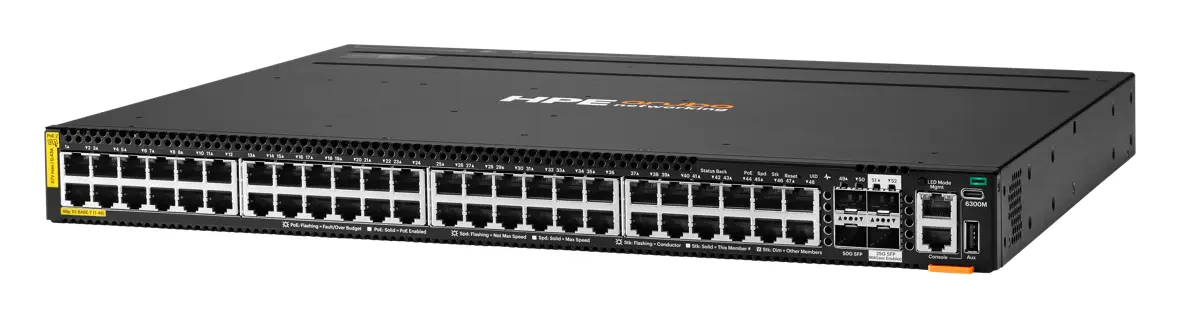 Aruba S6X59A CX6300M 48p 1G Class8 PoE 2p SFP56 50G 2p SFP28 25G MACsec PoE Switch
