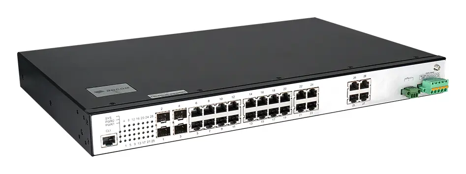 BDCOM IES2000-5024T4S 24 Port Gigabit 4×SFP L2+ Endüstriyel Switch görsel 3