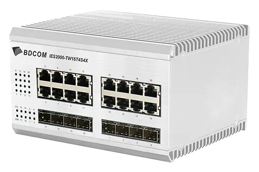BDCOM IES2000-TU16T4S4X 16 Port Gigabit 4×SFP 4×10G SFP+ L2+ Endüstriyel Switch görsel 3