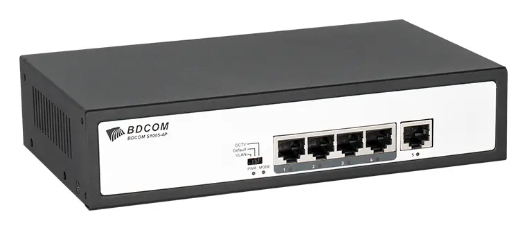 BDCOM S1005-4P 4 Port Fast Ethernet PoE Yönetilemez Switch görsel 4