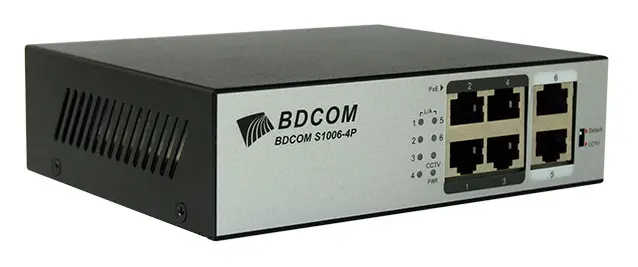 BDCOM S1006-4P 4 Port Fast Ethernet PoE Yönetilemez Switch görsel 2