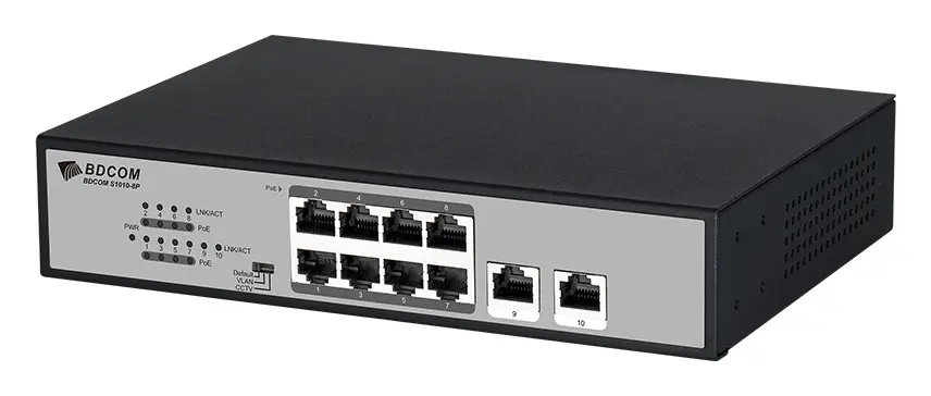 BDCOM S1010-8P 8 Port Fast Ethernet PoE Yönetilemez Switch görsel 2