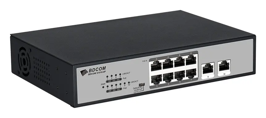 BDCOM S1010-8P 8 Port Fast Ethernet PoE Yönetilemez Switch görsel 3
