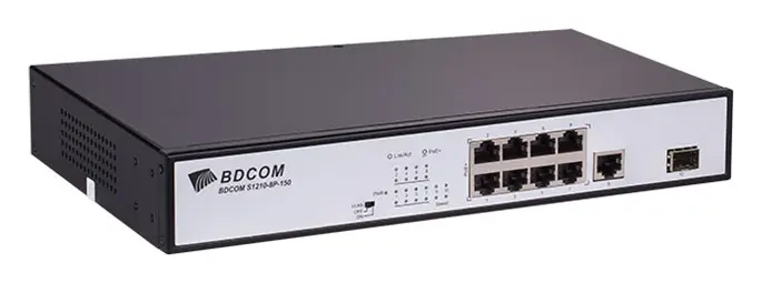 BDCOM S1210-8P 8 Port Fast Ethernet PoE 1×Gigabit 1×SFP Yönetilemez Switch görsel 2