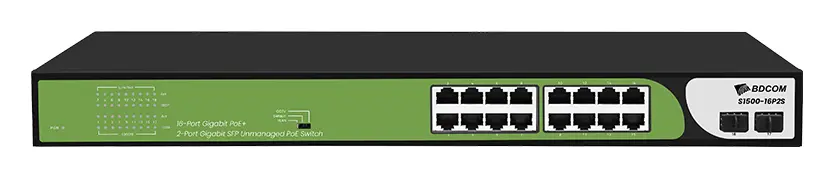 BDCOM S1500-16P2S 18 Port Gigabit PoE Yönetilemez Switch görsel 3
