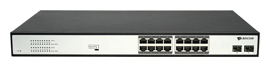 BDCOM S1518-16PV1 16 Port Gigabit PoE 2×SFP Yönetilemez Switch