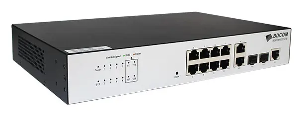 BDCOM S2212-B 8 Port Fast Ethernet 2×Gigabit 2×SFP L2+ Yönetilebilir Switch görsel 3