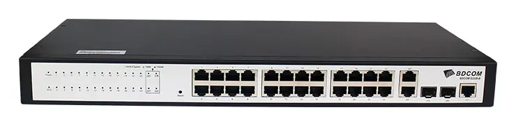 BDCOM S2228-B 24 Port Fast Ethernet 2×Gigabit 2×SFP L2+ Yönetilebilir Switch