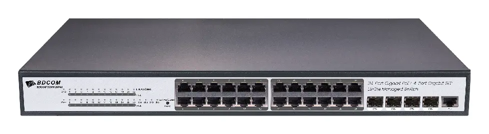 BDCOM S2500 24 Port Gigabit PoE 4×SFP L2+ Yönetilebilir Switch