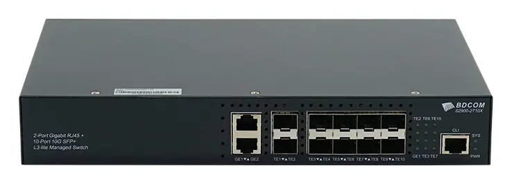 BDCOM S2900-2T10X 2 Port Gigabit 10×10G SFP+ Yönetilebilir Switch görsel 3