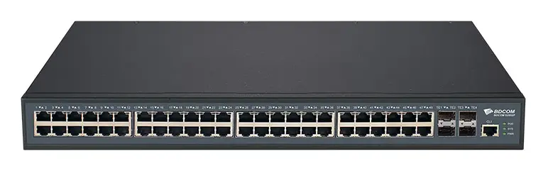 BDCOM S2952P 48 Port Gigabit PoE 4×10G SFP+ L2+ Yönetilebilir Switch