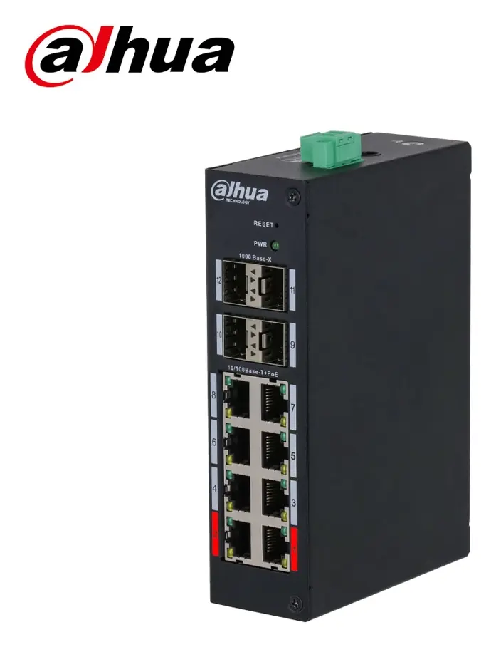 Dahua HS4412-8ET-96 8 Port Endüstriyel Network PoE Switch