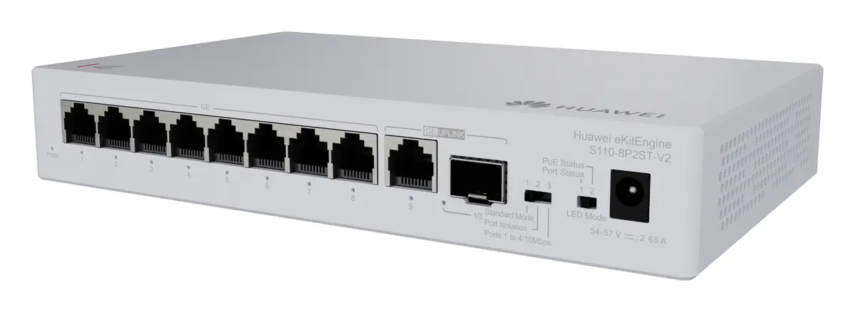 Huawei S110-8P2ST-V2 9 Port Gigabit 1xSFP PoE+ PoE Switch — görsel 3