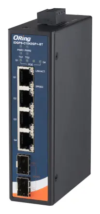 ORing IDGPS-C1042GP+-BT 4 2.5G PoE + 2 1G/10G SFP IEEE 802.3bt Endüstriyel Yönetilemez PoE Switch