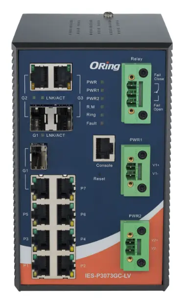 ORing IES-P3073GC-LV IEC 61850-3 Yönetilebilir Ethernet Switch ve 7FE ve 3G Combo, Dual DC IEC 61850-3 Trafo Merkezi Switch — görsel 2