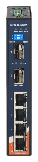 ORing IGPS-1042GPA 4GE PoE + 2G SFP Ethernet Switch, IEEE 802.3af/at Endüstriyel Yönetilemez PoE Switch — görsel 2