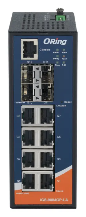 ORing IGS-9084GP-LA 8GE + 4G SFP Cyber-hardened L2 Endüstriyel Yönetilebilir Switch — görsel 2