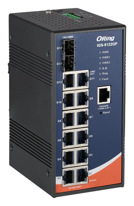 ORing IGS-9122GP 12GE + 2G SFP Endüstriyel Yönetilebilir Switch