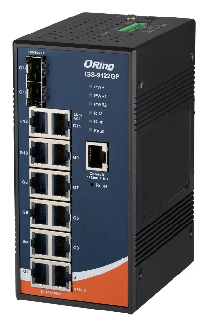 ORing IGS-9122GP 12GE + 2G SFP Endüstriyel Yönetilebilir Switch — görsel 3