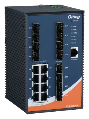 ORing IGS-9812GP 8GE + 12G SFP Endüstriyel Yönetilebilir Switch
