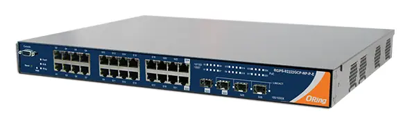 ORing RGPS-92222GCP-NP-P-E 22GE PoE + 2G Combo PoE + 2G SFP Cyber-hardened L2 Ethernet Switch, IEEE 802.3af/at, AC input Endüstriyel Yönetilebilir PoE Switch