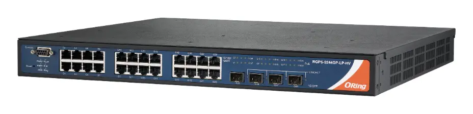 ORing RGPS-9244GP-LP-HV 28 Port Gigabit PoE Switch ve 24x 10/100/1000Base-T(X) P.S.E. ve 4x 1G Base-X SFP+ socket Endüstriyel Yönetilebilir PoE Switch — görsel 3