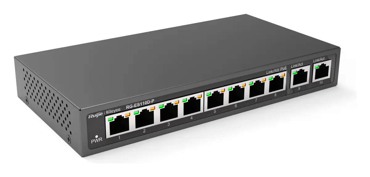 Reyee RG-ES110D-P 8 Port Fast Ethernet 2×Gigabit Yönetilemez Switch — görsel 3