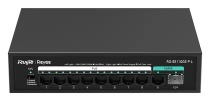 Reyee RG-ES110GS-P-L 9 Port Gigabit PoE 1×SFP Yönetilemez Switch
