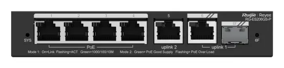 Reyee RG-ES206GS-P 6 Port Gigabit PoE+ Akıllı Yönetilebilir Switch — görsel 2