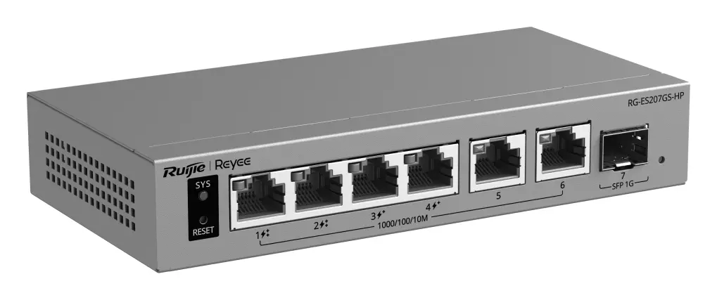 Reyee RG-ES207GS-HP 6 Port Gigabit PoE++ 1×SFP Akıllı Yönetilebilir Switch — görsel 3