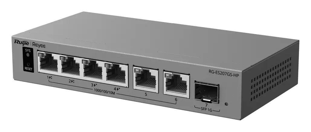 Reyee RG-ES207GS-HP 6 Port Gigabit PoE++ 1×SFP Akıllı Yönetilebilir Switch — görsel 4