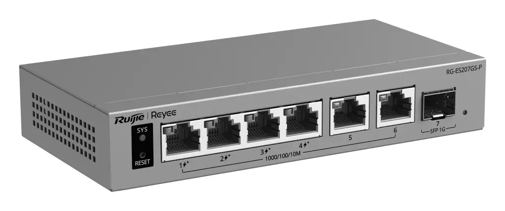 Reyee RG-ES207GS-P 6 Port Gigabit PoE+ 1×SFP Akıllı Yönetilebilir Switch — görsel 2