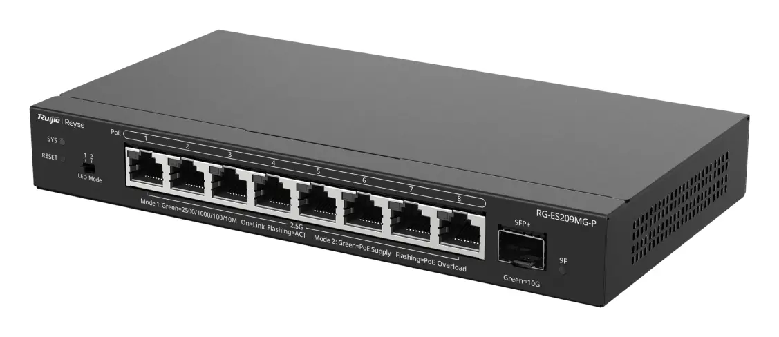 Reyee RG-ES209MG-P 8 Port 2.5G Multi-Gigabit PoE+ 1×10G SFP+ Yönetilebilir Switch görsel 3