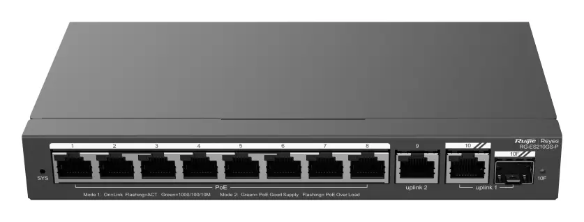 Reyee RG-ES210GS-P 10 Port Gigabit PoE+ Akıllı Yönetilebilir Switch