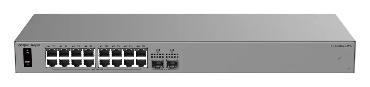 Reyee RG-ES216GC2MS 16 Port Gigabit 2×2.5G SFP Akıllı Yönetilebilir Switch