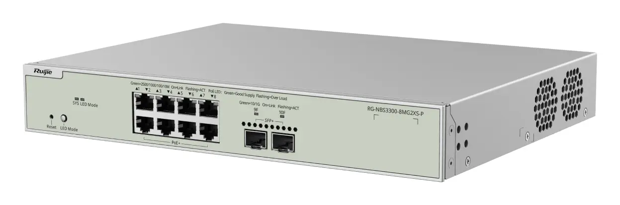 Reyee RG-NBS3300-8MG2XS-P 8 Port 2.5G Multi-Gigabit PoE+ 2×10G SFP+ Yönetilebilir Switch — görsel 2