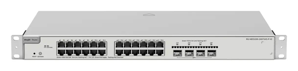 Reyee RG-NBS5200-24GT4XS-P-V2 24 Port Gigabit PoE 4×10G SFP+ L3 Yönetilebilir Switch