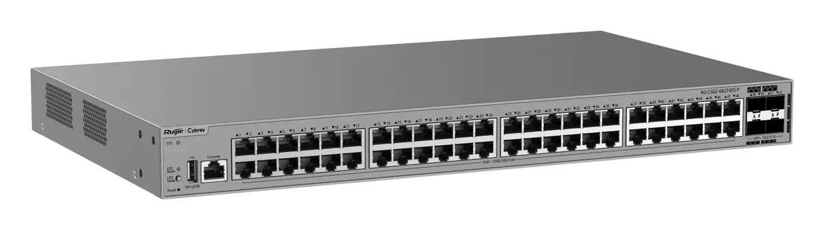Ruijie RG-CS62-48GT4XS-P 48 Port Gigabit PoE+ 4×10G SFP+ L3 Yönetilebilir Switch görsel 3