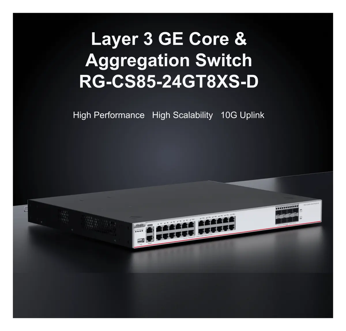 Ruijie RG-CS85-24GT8XS-D 24 Port Gigabit 8×10G SFP+ L3 Yönetilebilir Switch görsel 2