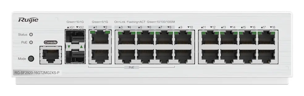 Ruijie RG-SF2920-16GT2MG2XS-P 16 Port Gigabit PoE+ 2×2.5G 2×10G SFP+ Yönetilebilir Switch görsel 5