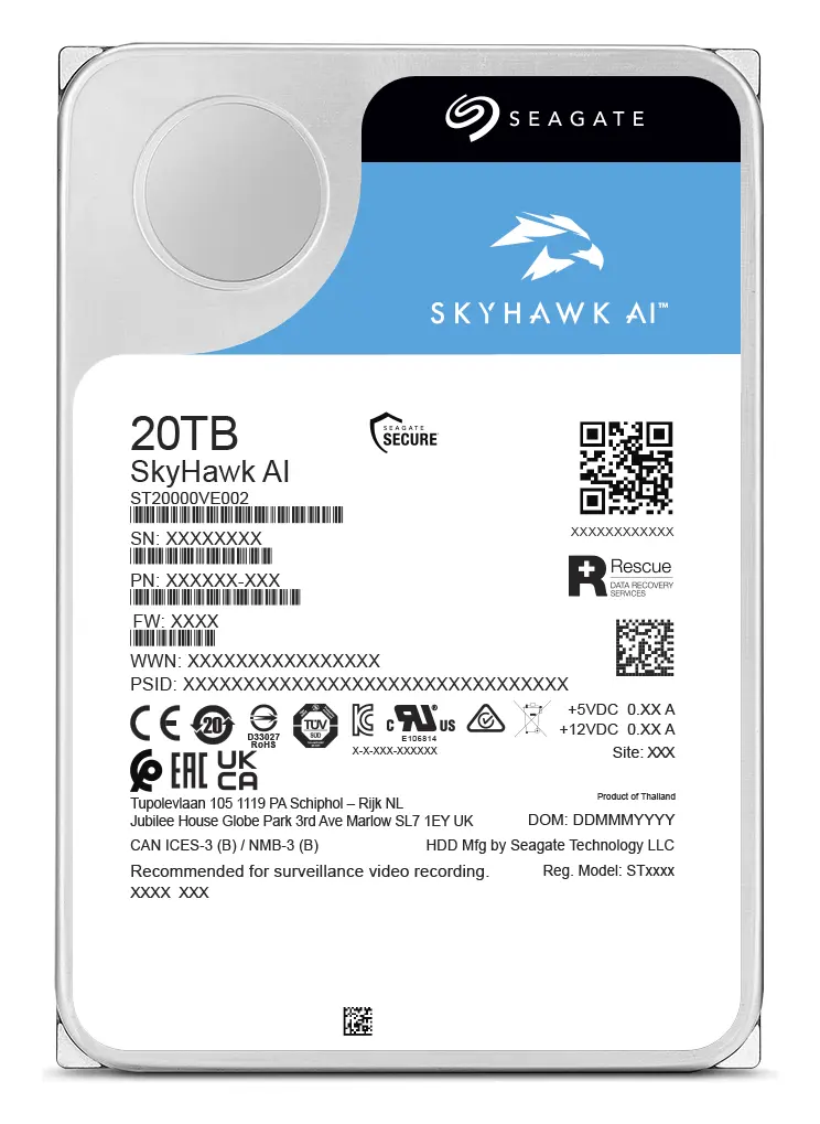 Seagate SkyHawk AI 20TB 3.5" SATA Gözetim Diski (ST20000VE000) — görsel 4