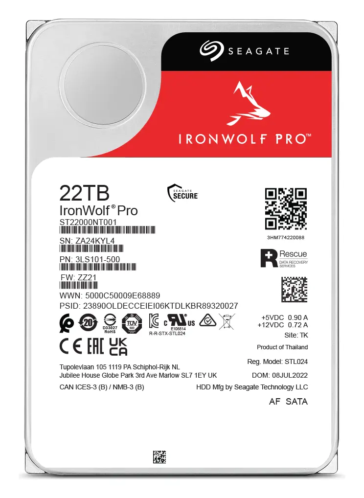Seagate IronWolf Pro 22TB 3.5" SATA NAS Diski (ST22000NT001) görsel 4