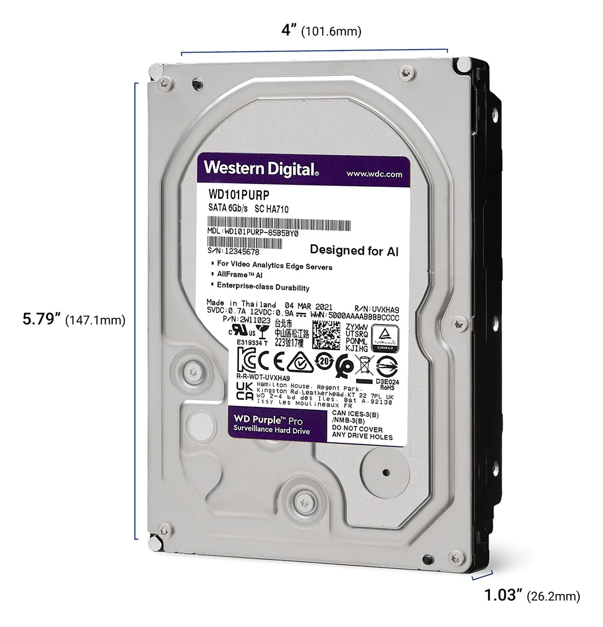 WD Purple Pro 24TB 3.5" SATA Gözetim Diski (WD241PURP) görsel 2