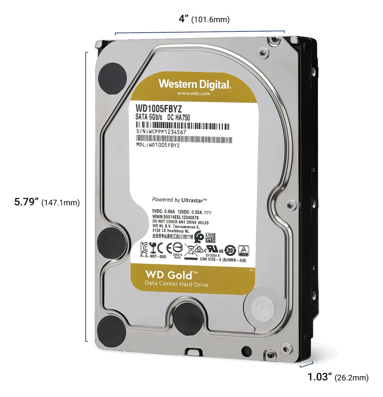 WD Gold 4TB 3.5" SATA Kurumsal Disk (WD4004FRYZ) — görsel 2